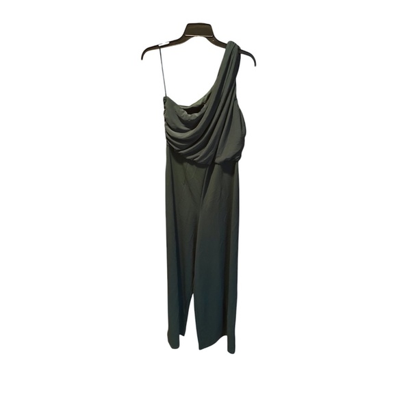 Love by Design Ava One Shoulder Wide Leg Jumpsuit in Emerald Large NWT - Picture 1 of 6